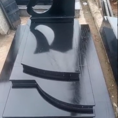 Monument Funéraire Design Goutte d'Eau Noir Absolu En Granit Importé