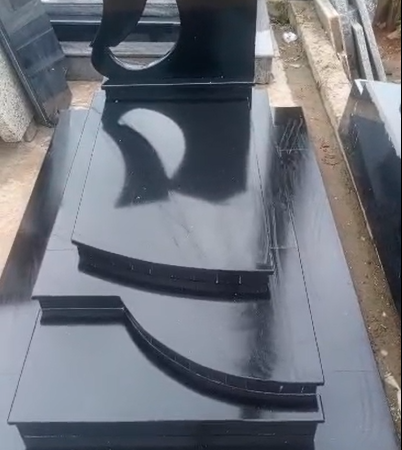 Monument Funéraire Design Goutte d'Eau Noir Absolu En Granit Importé