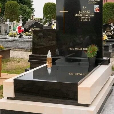 Monument Funéraire Haut de Gamme Contraste Noir et Blanc En Granit Importé