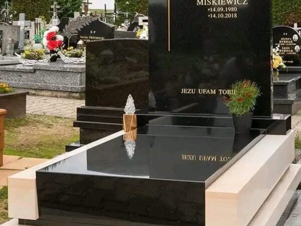 Monument Funéraire Haut de Gamme Contraste Noir et Blanc En Granit Importé